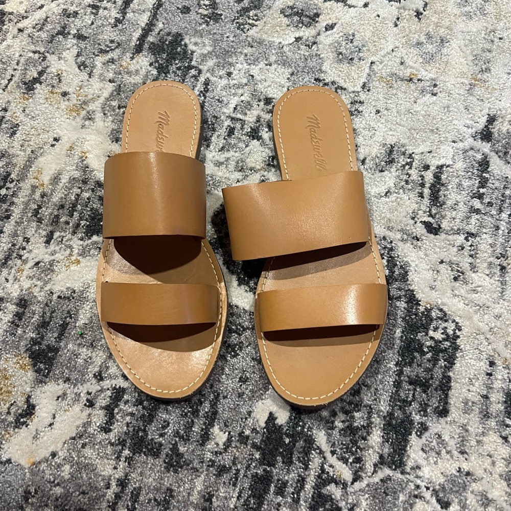 Madewell Tan Leather Slide Sandals